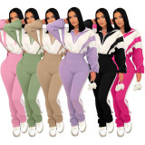 Contrast Color Sport Long Sleeve Pants Suit SH-391403