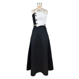 Color Block Wrap Chest Tops Two Piece Skirt Set ZSD-0755