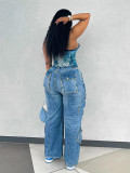 Multi-pockets Loose Straight Jeans SH-391396