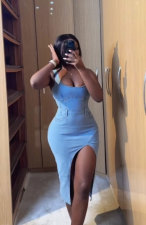 Sexy Backless Irregular Denim Midi Dress GMYU-6596