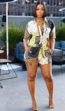Print Short Sleeve Two Piece Shorts Set SFY-764