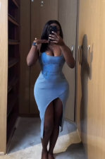 Sexy Backless Irregular Denim Midi Dress GMYU-6596