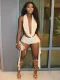 Sleeveless Backless Tight Two Piece Shorts Set SHD-9524