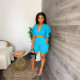 Casual Solid Color V Neck Two Piece Shorts Set GMYU-5019