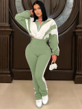 Contrast Color Sport Long Sleeve Pants Suit SH-391403