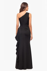 Single Shoulder Solid Color Ruffles Maxi Dress XHXF-463