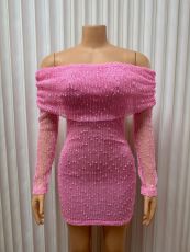 Long Sleeve Solid Color Mini Dress GMYU-9342