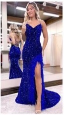 V Neck Sling Backless Split Maxi Dress GMYU-8793