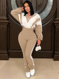 Contrast Color Sport Long Sleeve Pants Suit SH-391403