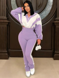 Contrast Color Sport Long Sleeve Pants Suit SH-391403