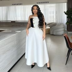 Color Block Wrap Chest Tops Two Piece Skirt Set ZSD-0755
