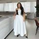 Color Block Wrap Chest Tops Two Piece Skirt Set ZSD-0755