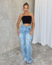 Fashion Holes Washed Jeans SHMF-6202