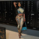 Sleeveless Print Crop Top Two Piece Pants Set SHD-9528