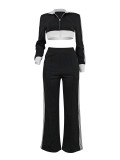 Zipper Long Sleeve Tops And Pants Sport Suit FENF-6038