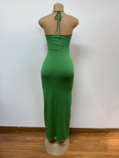 Hollow Out Floral Strapless Backless Halter Dress GMYU-5978