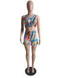 Colorful Print Lace Two Piece Shorts Set GDYF-6812