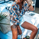 Plus Size Bat Sleeve Loose Print Shirt GQIF-0429