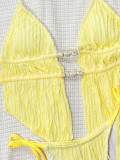 Solid Color Tie Up Bikinis Swimsuit CSYZ-339