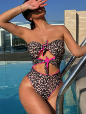 Leopard Print Hollow Out One Piece Swimsuit CSYZ-123