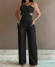 Solid Color Sling Slim Jumpsuit SHD-9629