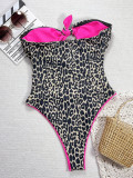 Leopard Print Hollow Out One Piece Swimsuit CSYZ-123