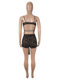 Mesh Print Hollow Out Tie Romper SHD-9775