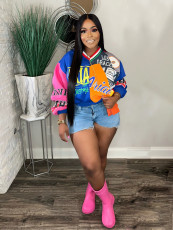 Letter Print Color Block Loose Sweatshirt SHD-9730