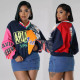 Letter Print Color Block Loose Sweatshirt SHD-9730