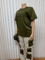 Solid Color T Shirt Pockets Patchwork Pants Suit GMYU-10326