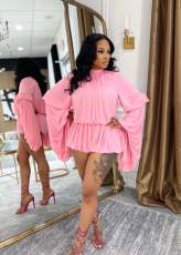 Lantern Sleeve Solid Color Loose Romper ORY-5273