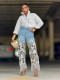 Plus Size Lace Patchwork Washed Jeans GYLN-7795