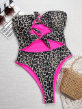 Leopard Print Hollow Out One Piece Swimsuit CSYZ-123