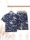 Kids Boys Leopard Print Two Piece Shorts Set GYMF-129