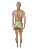 Halter Butterfly Embroidery Half Skirt Set SHD-9763