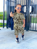 Kids Boys Leopard Print Two Piece Shorts Set GYMF-129