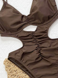Solid Color Hollow Out One Piece Swimsuit CSYZ-337
