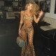 Sexy Leopard Print Bodysuit Flare Pants Mesh Suit SHD-9745