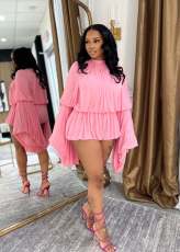 Lantern Sleeve Solid Color Loose Romper ORY-5273