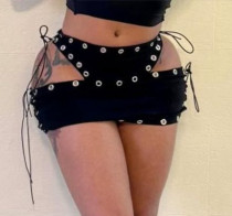 Tie Up Hollow Out Mini Skirt GFCF-1377
