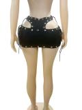 Tie Up Hollow Out Mini Skirt GFCF-1377