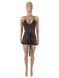 Mesh Print Hollow Out Tie Romper SHD-9775