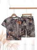 Kids Boys Leopard Print Two Piece Shorts Set GYMF-129