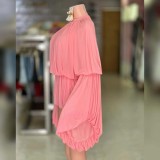 Solid Color O Neck Long Sleeve Two Piece Shorts Set GFDY-1345