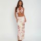 Sexy Print Halterneck Two Piece Skirts Set SHD-9708