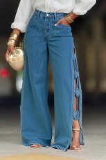 Hollow Out Split Floral Jeans GYLN-8714