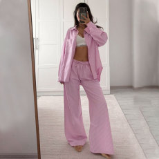 Long Sleeve Solid Color Loose Pants Suit SSNF-211483
