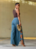Hollow Out Split Floral Jeans GYLN-8714