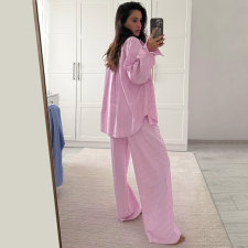 Long Sleeve Solid Color Loose Pants Suit SSNF-211483