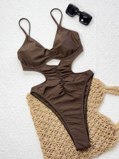 Solid Color Hollow Out One Piece Swimsuit CSYZ-337